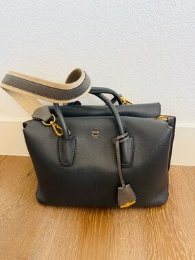MCM Milla Satchel with Contrast Strap
